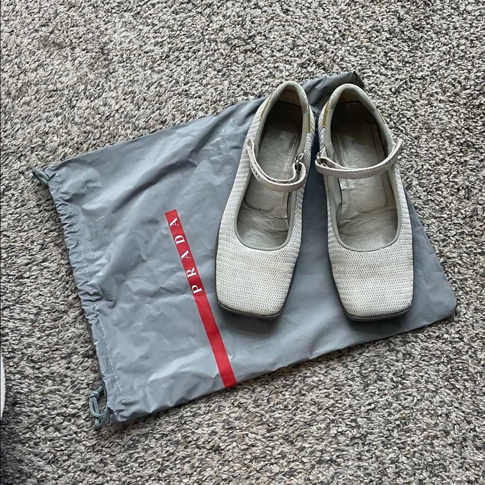 Prada Women's Silver Mary Jane Sneakers